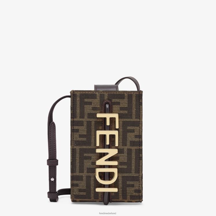 vrouwen accessoires Fendi 0J62L1434 ff stoffen tasje bruin