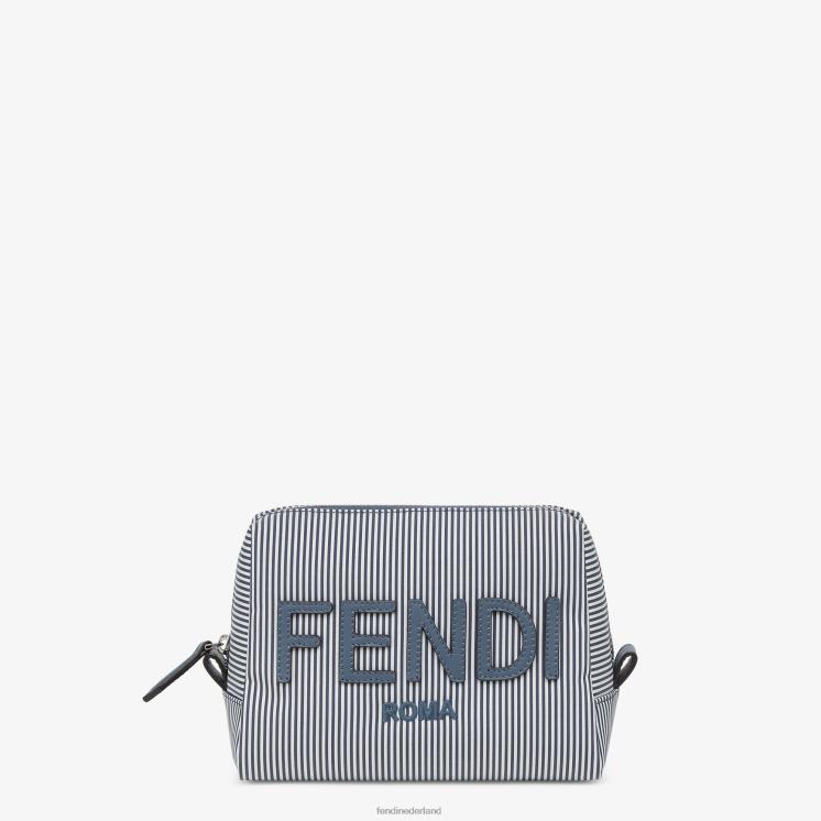 vrouwen accessoires Fendi 0J62L1455 toilettasje van gestreepte stof blauw