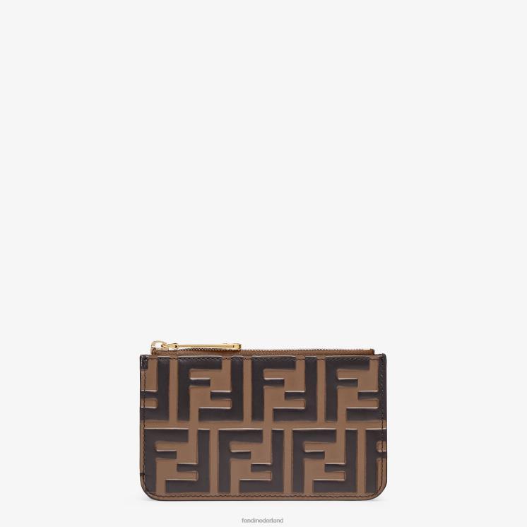 vrouwen accessoires Fendi 0J62L1483 leren sleutelhangerzakje bruin