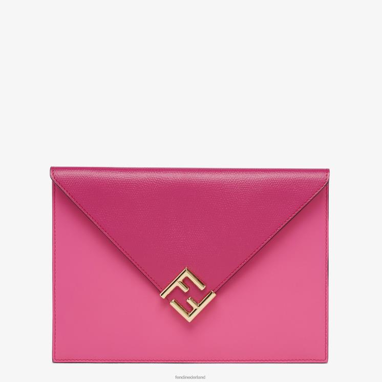 vrouwen accessoires Fendi 0J62L1504 fuchsiakleurig en tweekleurig leren tasje roze