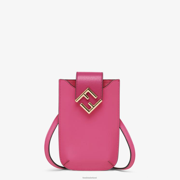 vrouwen accessoires Fendi 0J62L1517 tweekleurig fuchsia en leren tasje beige