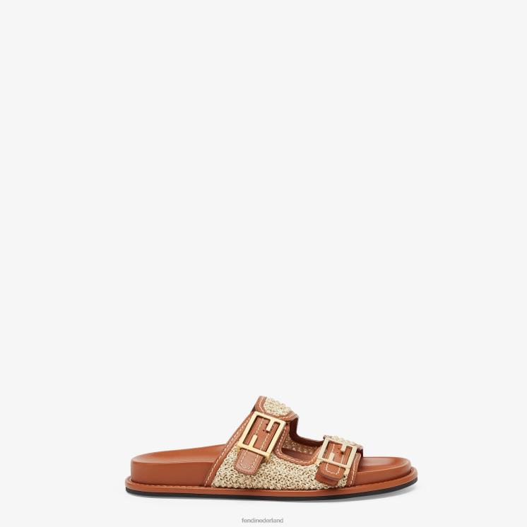 vrouwen schoenen Fendi 0J62L1273 voel leer glijdt bruin