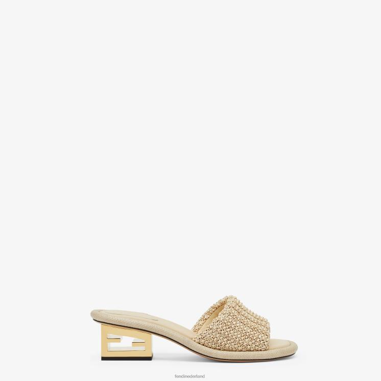 vrouwen schoenen Fendi 0J62L1307 bleke raffia-glaasjes beige