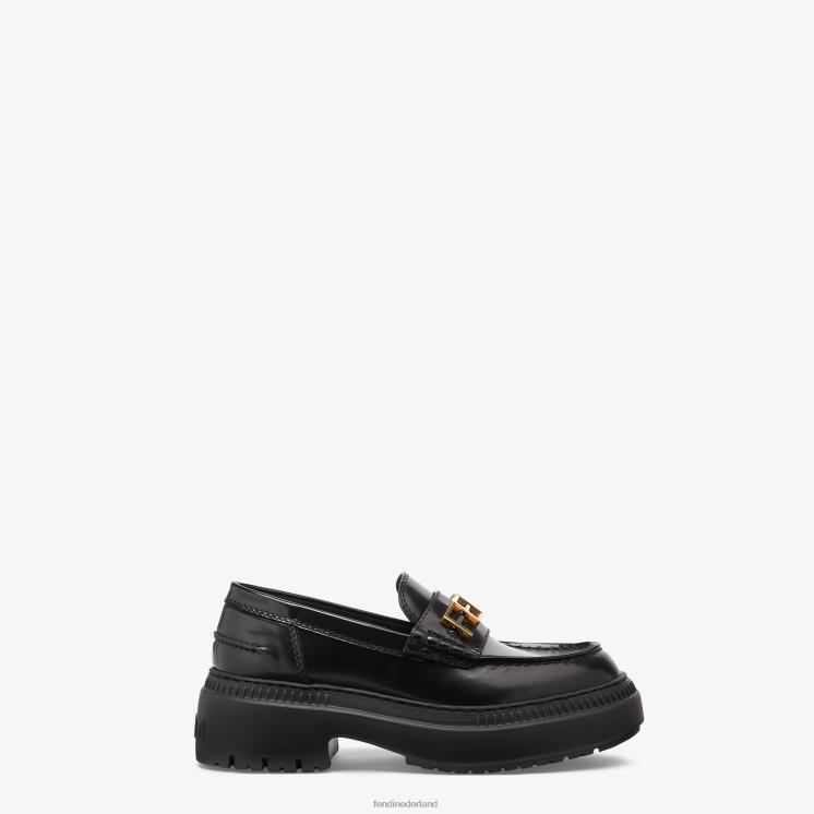 vrouwen schoenen Fendi 0J62L1363 leren loafers zwart