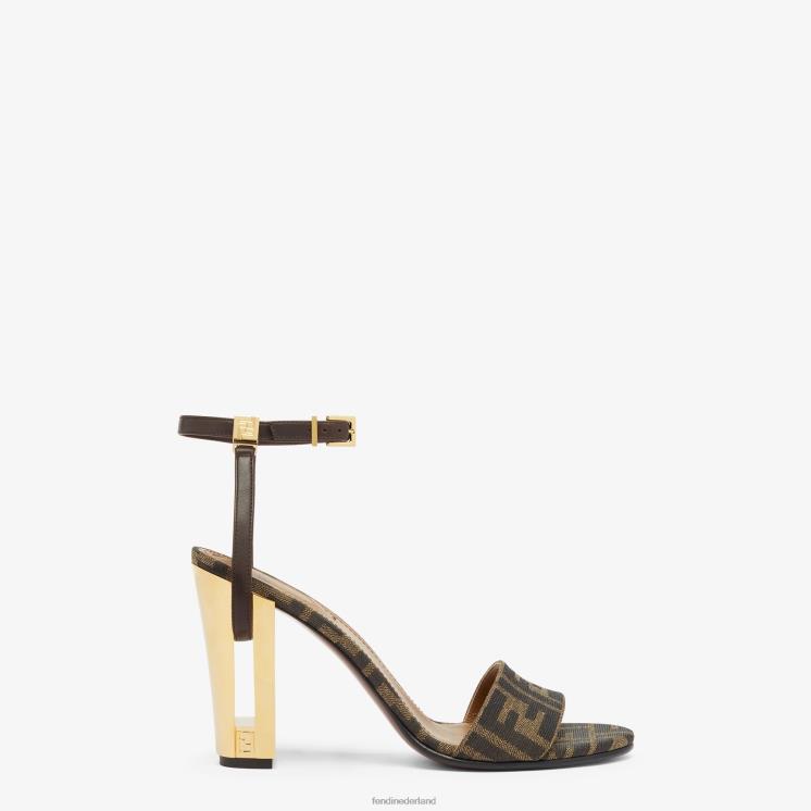 vrouwen schoenen Fendi 0J62L1259 Sandalen met hoge hakken van stof bruin