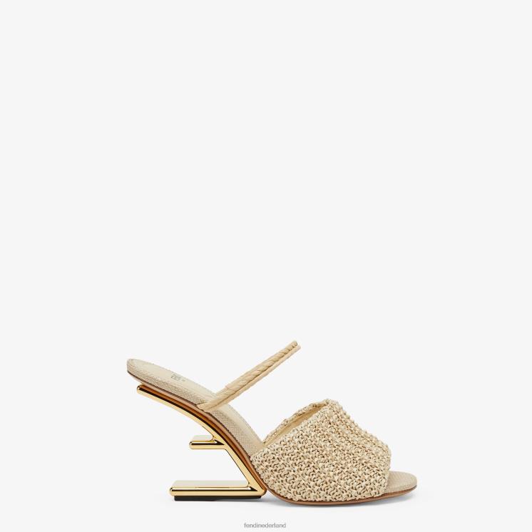 vrouwen schoenen Fendi 0J62L1308 bleke raffia sandalen met hoge hakken beige