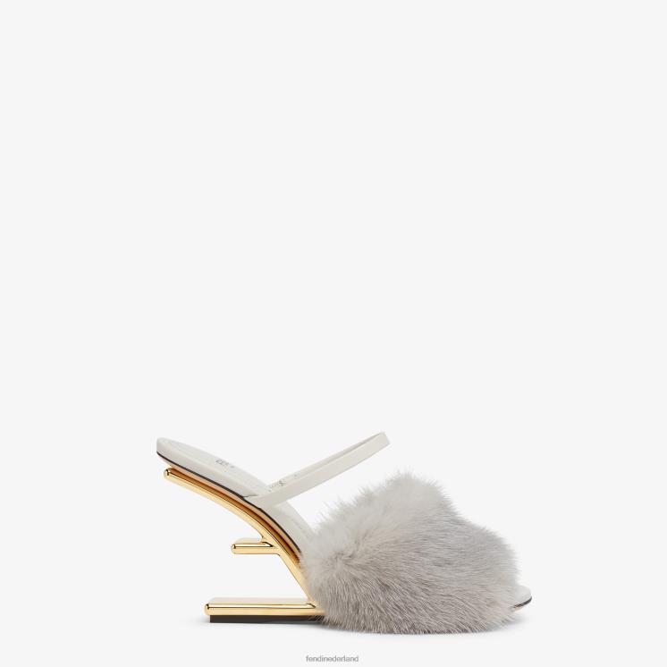 vrouwen schoenen Fendi 0J62L1375 bleke nertssandalen met hoge hakken grijs