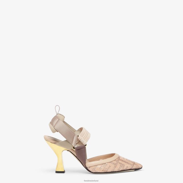 vrouwen schoenen Fendi 0J62L1305 mesh slingbacks met hoge hakken zwart